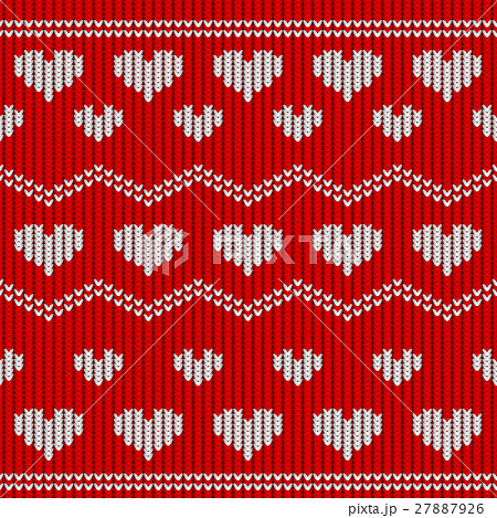 Valentine day red knitted seamless pattern with 27887926