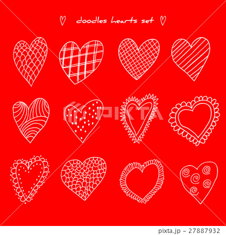 Set of hand drawn sketch doodle hearts. Vector Set of hand drawn sketch doodle hearts. Vector 27887932