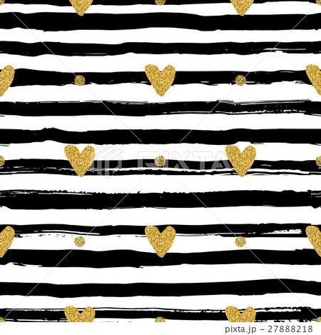 Gold hearts seamless pattern, hand-drawn black 27888218