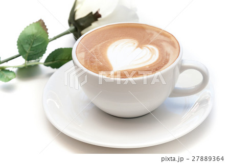 Coffee cup of heart latte art on the plate 27889364