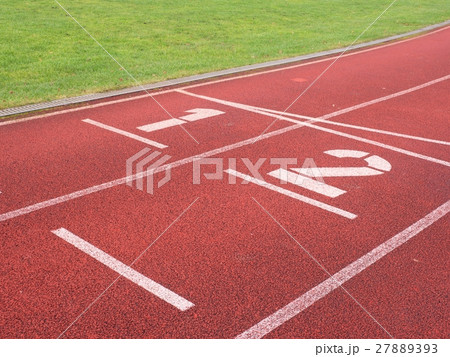 Number one and number two, red running racetrack Number one and number two, red running racetrack 27889393