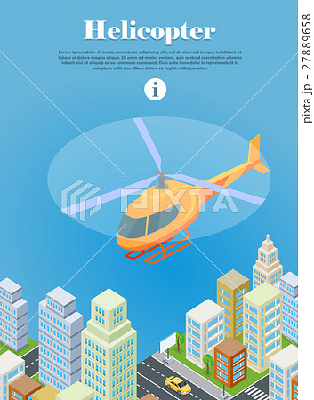Helicopter Fly Over Urban City. Type of Rotorcraft 27889658