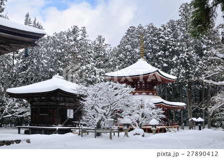 壇上伽藍　東塔と三昧堂の雪景色 27890412
