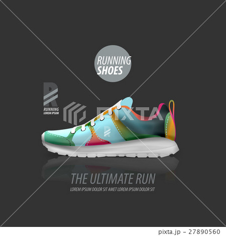 Vector running shoes ad product template 27890560