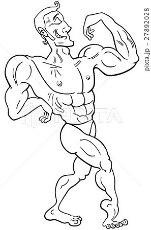 bodybuilder black and white cartoon 27892028