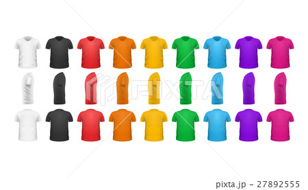 Color T-shirts Front View Vector Set Isolated 27892555