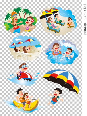 Family trip, family trip, family swimming in the beach 27893181