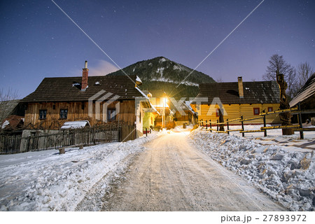 UNESCO village Vlkolinec at winter night, Slovakia UNESCO village Vlkolinec at winter night, Slovakia 27893972