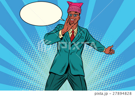 Politician man in a pussyhat campaigning 27894828