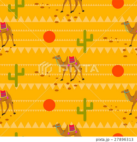 Desert camels in sands seamless pattern. 27896313