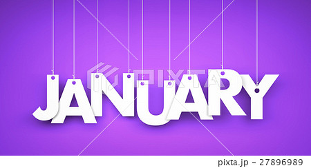 White word January on purple background 27896989