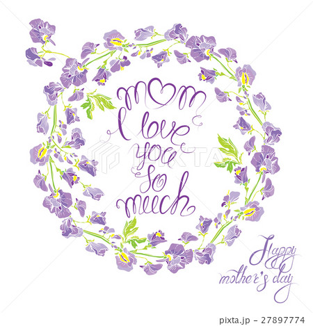 Decorative handdrawn floral round frame 27897774