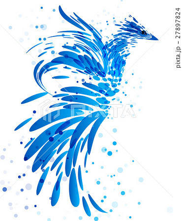 Mythical Blue Bird On Whiteのイラスト素材 2774