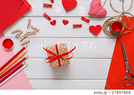 Valentine day handmade present background, cut and Valentine day handmade present background, cut and 27897868