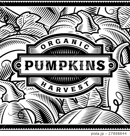 Retro Pumpkin Harvest Label Black And White Retro Pumpkin Harvest Label Black And White 27898644