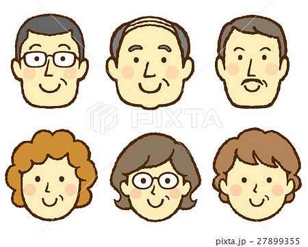 ミドル男女 顔 のイラスト素材