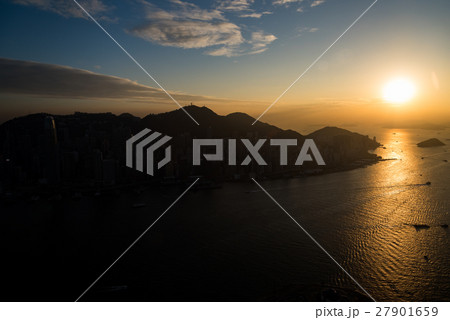 香港島と夕日 香港島と夕日 27901659