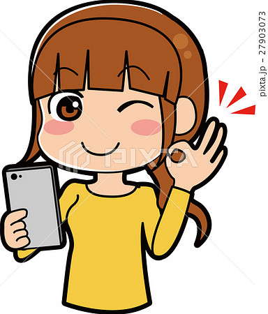 スマホを持つ女性のイラスト スマホを持つ女性のイラスト 27903073