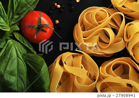 pasta nests closeup on black background  27908941