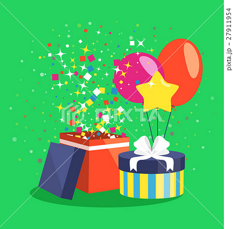 Air Ball Balloon Giftbox Gift Confetti on Green 27911954