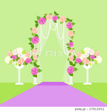 Wedding Arc Door With Flowers Romantic Elementのイラスト素材