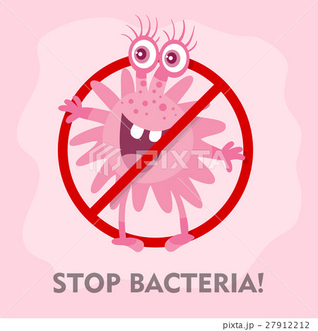 Stop Bacteria Cartoon Vector Illustration No Virus Stop Bacteria Cartoon Vector Illustration No Virus 27912212