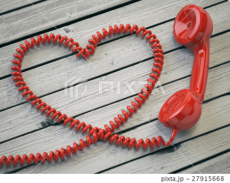 Phone reciever and cord as heart  27915668