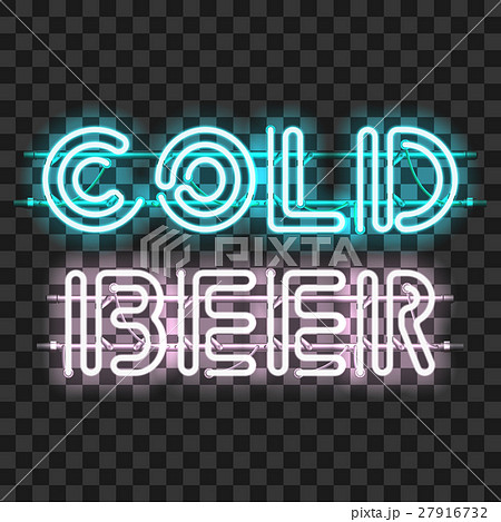 Glowing neon bar sign COLD BEER 27916732