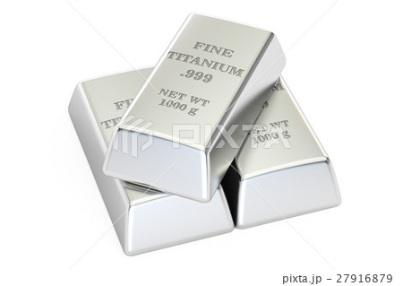 set of titanium ingots closeup, 3D rendering 27916879