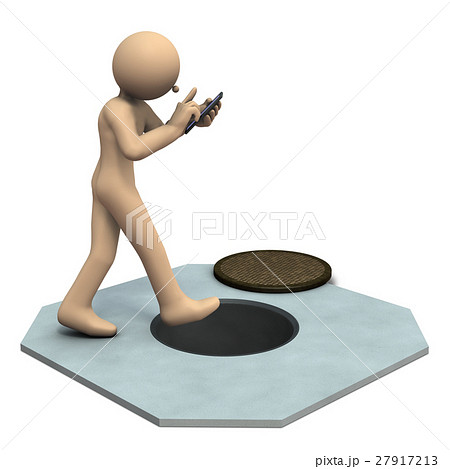危険な歩きスマホを表すアブストラクト3DCGイラスト 危険な歩きスマホを表すアブストラクト3DCGイラスト 27917213