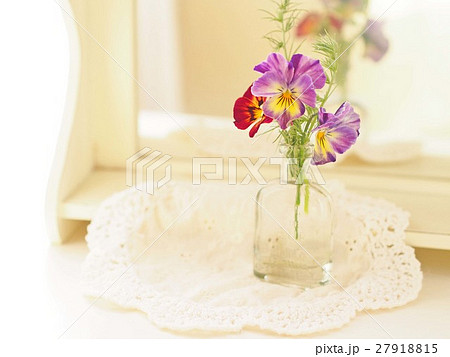 小瓶に挿したパンジー 27918815