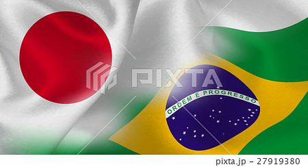 日本 ブラジル 国旗 背景 のイラスト素材