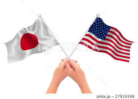 アメリカ 日本 国旗 アイコン のイラスト素材