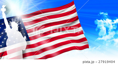 アメリカ 自由の女神 国旗 背景 のイラスト素材
