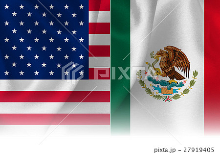 アメリカ メキシコ 国旗 背景 のイラスト素材