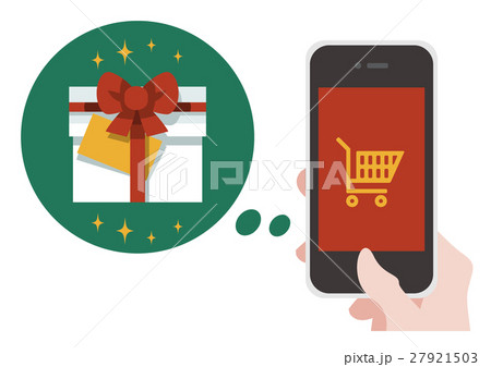 イラスト素材　インターネットショッピング　クリスマスプレゼント　スマートフォン 27921503