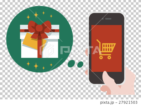 イラスト素材　インターネットショッピング　クリスマスプレゼント　スマートフォン 27921503