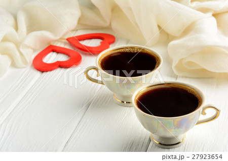 Two cups coffee on St. Valentine's Day Two cups coffee on St. Valentine's Day 27923654