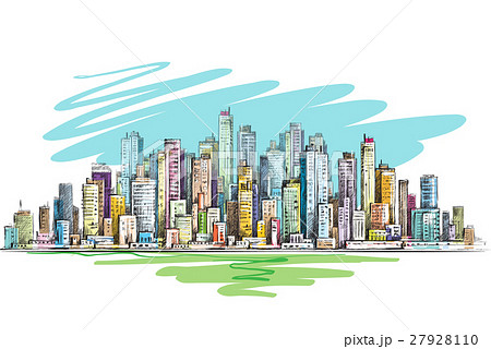 City hand drawn, vector illustration 27928110