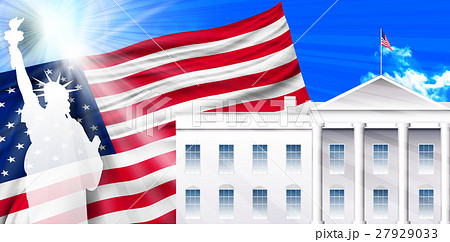 アメリカ 自由の女神 国旗 ホワイトハウス のイラスト素材