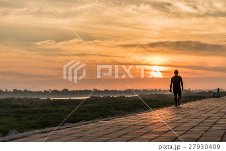 Morning at a park near the Khong river in thailand 27930409