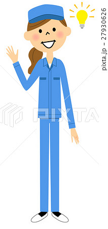 作業着の女性　ひらめく 27930626