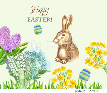 Spring Rabbit and Flowers 27931302