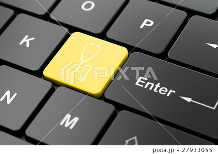 Health concept: Stethoscope on computer keyboard Health concept: Stethoscope on computer keyboard 27933055