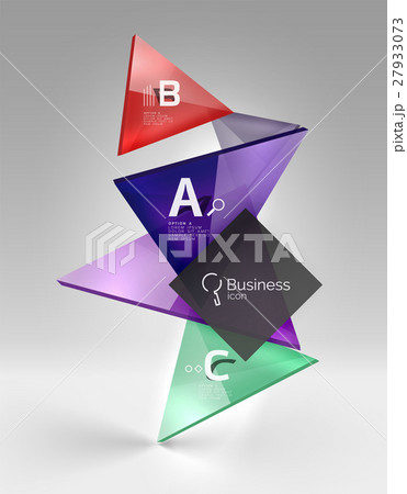 Colorful glossy glass triangle on empty 3d space 27933073