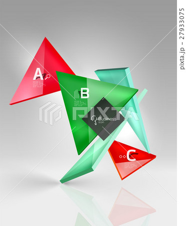 Colorful glossy glass triangle on empty 3d space 27933075
