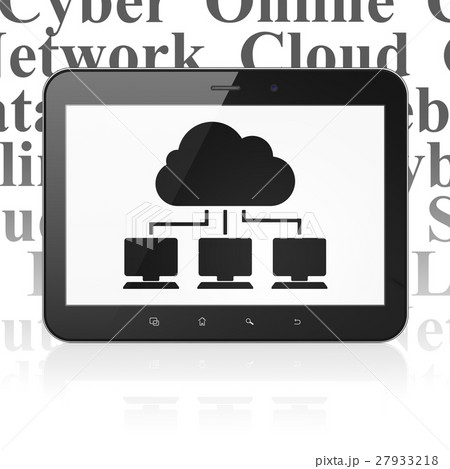 Cloud technology concept: Tablet Computer with 27933218