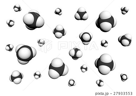 自由運動するメタン分子 3dのイラスト素材