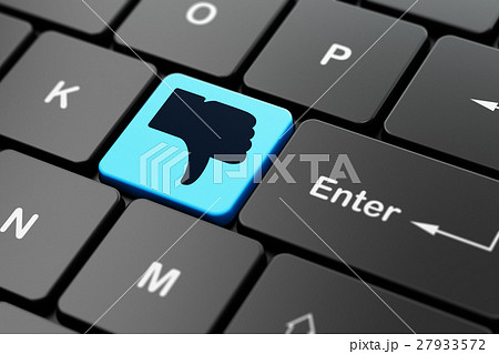 Social network concept: Thumb Down on computer Social network concept: Thumb Down on computer 27933572