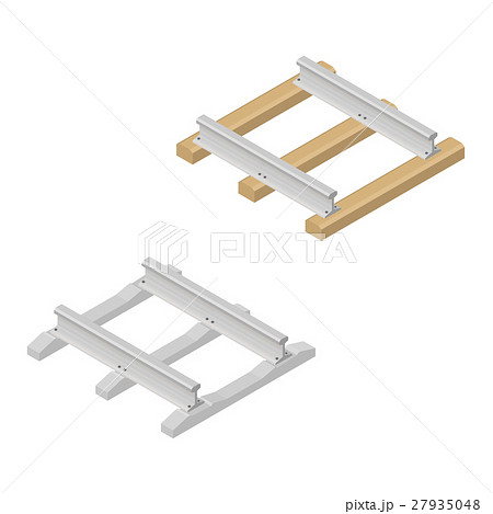 Railroad tracks in isometric, vector illustration. 27935048